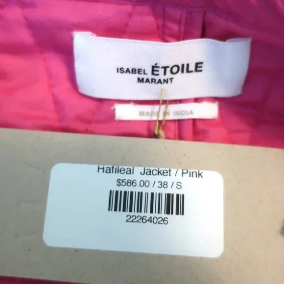 Isabel Marant Etoile Quilted Patchwork Jacket Hafileal Pink/Multi Size 38 NEW - Picture 5 of 7